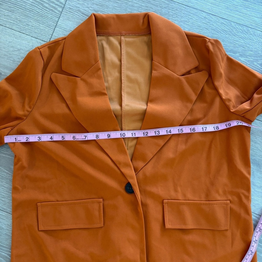 NWT Womens Burnt Orange 2-Piece Slim Fit Suit Blazer & Pants Size L - Picture 3 of 16